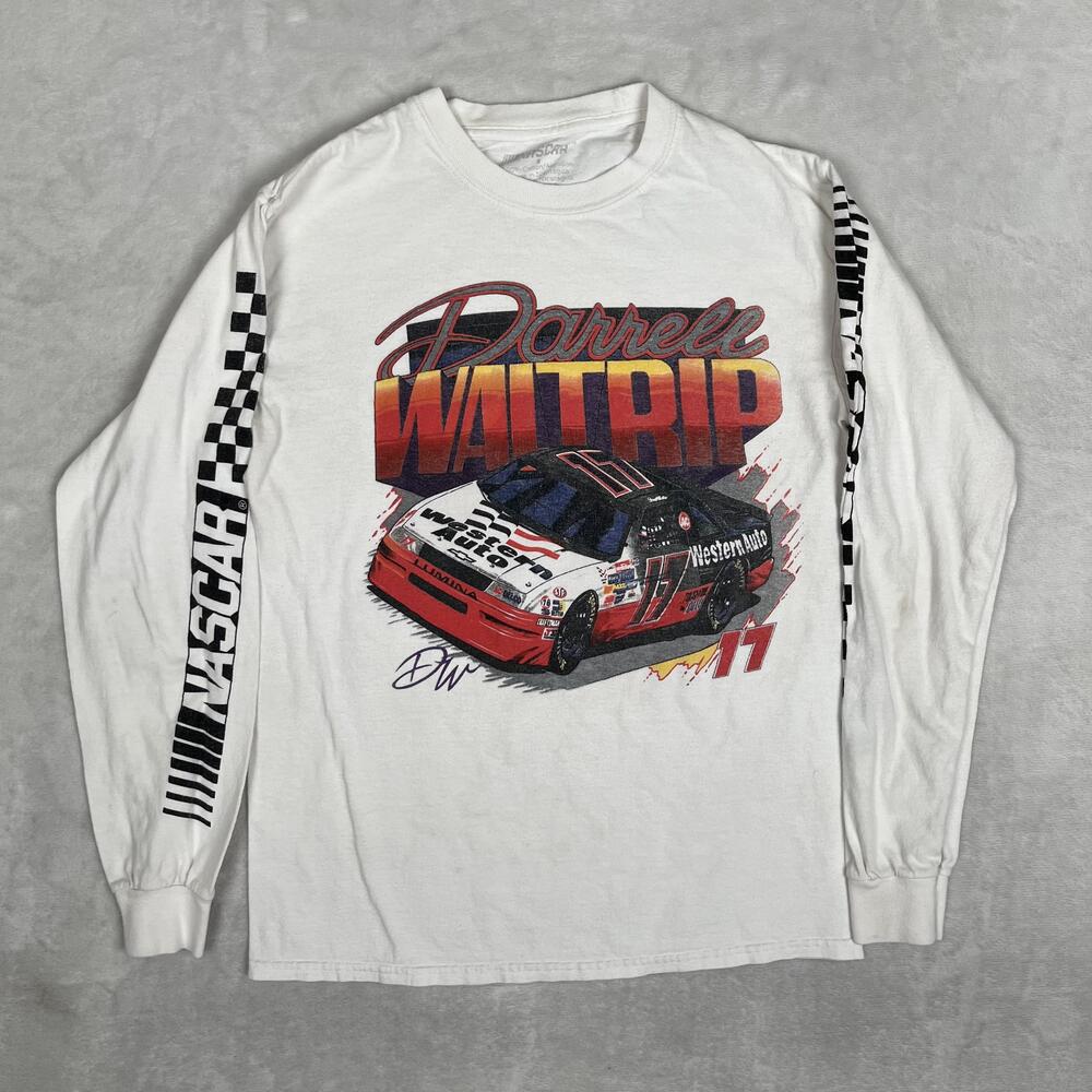 Darrell Waltrip Shirt Mens Small White 17 NASCAR Racing Long Sleeve Retro VTG